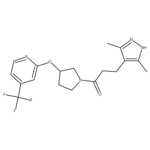 3-(3,5-dimethyl-1H-pyrazol-4-yl)-1-(3-((4-(trifluoromethyl)pyridin-2-yl)oxy)pyrrolidin-1-yl)propan-1-one Structure