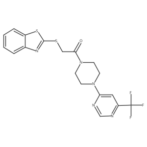 2-(Benzo[d]thiazol-2-ylthio)-1-(4-(6-(trifluoromethyl)pyrimidin-4-yl)piperazin-1-yl)ethanone Structure