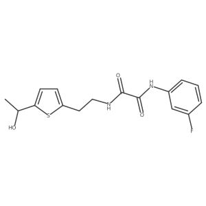 N1-(3-fluorophenyl)-N2-(2-(5-(1-hydroxyethyl)thiophen-2-yl)ethyl)oxalamide结构式