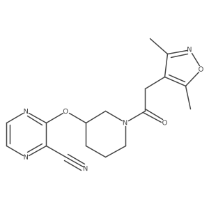 3-((1-(2-(3,5-Dimethylisoxazol-4-yl)acetyl)piperidin-3-yl)oxy)pyrazine-2-carbonitrile Structure
