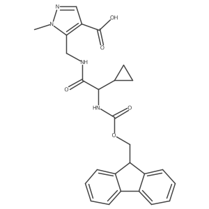 5-{[2-cyclopropyl-2-({[(9H-fluoren-9-yl)methoxy]carbonyl}amino)acetamido]methyl}-1-methyl-1H-pyrazole-4-carboxylic acid结构式