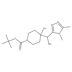 tert-butyl 4-[amino(dimethyl-4H-1,2,4-triazol-3-yl)methyl]-4-hydroxypiperidine-1-carboxylate结构式