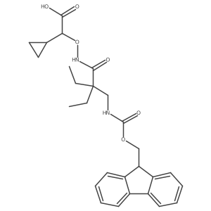 2-cyclopropyl-2-({2-ethyl-2-[({[(9H-fluoren-9-yl)methoxy]carbonyl}amino)methyl]butanamido}oxy)acetic acid结构式