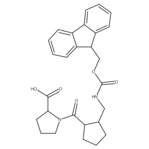(2R)-1-[(1RS,2SR)-2-[({[(9H-fluoren-9-yl)methoxy]carbonyl}amino)methyl]cyclopentanecarbonyl]pyrrolidine-2-carboxylic acid结构式