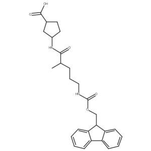 rac-(1R,3S)-3-[5-({[(9H-fluoren-9-yl)methoxy]carbonyl}amino)-2-methylpentanamido]cyclopentane-1-carboxylic acid Structure