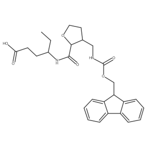 rac-4-{[(2R,3R)-3-[({[(9H-fluoren-9-yl)methoxy]carbonyl}amino)methyl]oxolan-2-yl]formamido}hexanoic acid结构式