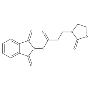 1,3-dioxo-2,3-dihydro-1H-isoindol-2-yl 3-(2-oxo-1,3-oxazolidin-3-yl)propanoate结构式