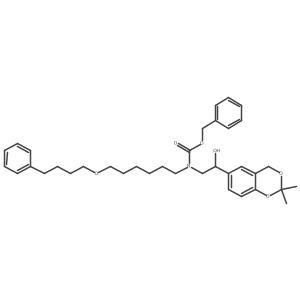 benzyl (2-(2,2-dimethyl-4H-benzo[d][1,3]dioxin-6-yl)-2-hydroxyethyl)(6-(4-phenylbutoxy)hexyl)carbamate结构式