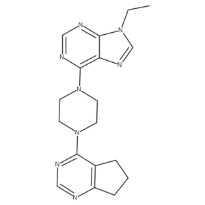 6-(4-{5H,6H,7H-cyclopenta[d]pyrimidin-4-yl}piperazin-1-yl)-9-ethyl-9H-purine结构式
