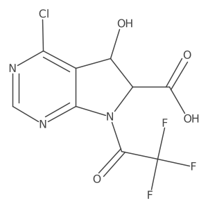 4-chloro-5-hydroxy-7-(2,2,2-trifluoroacetyl)-5H,6H,7H-pyrrolo[2,3-d]pyrimidine-6-carboxylic acid结构式