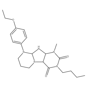 3-butyl-9-(4-ethoxyphenyl)-1-methyl-6,7,8,9a,10,10a-hexahydro-4aH-purino[7,8-a]pyrimidine-2,4-dione结构式