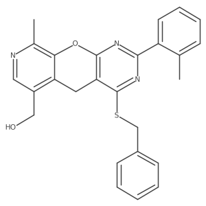[7-(Benzylsulfanyl)-14-methyl-5-(2-methylphenyl)-2-oxa-4,6,13-triazatricyclo[8.4.0.0^{3,8}]tetradeca-1(10),3(8),4,6,11,13-hexaen-11-yl]methanol Structure