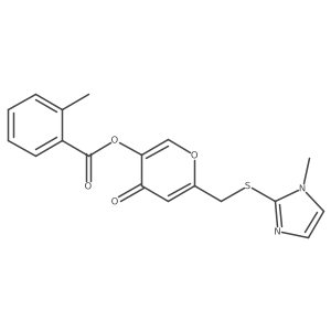 6-(((1-methyl-1H-imidazol-2-yl)thio)methyl)-4-oxo-4H-pyran-3-yl 2-methylbenzoate Structure