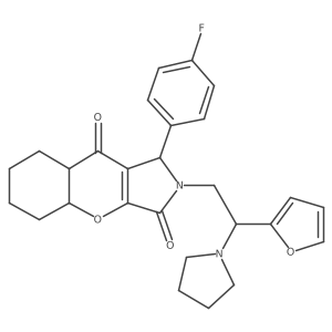 1-(4-fluorophenyl)-2-[2-(furan-2-yl)-2-pyrrolidin-1-ylethyl]-4a,5,6,7,8,8a-hexahydro-1H-chromeno[2,3-c]pyrrole-3,9-dione Structure