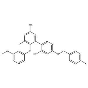 2-(2-Amino-5-(3-methoxyphenoxy)-6-methylpyrimidin-4-yl)-5-((4-methylbenzyl)oxy)phenol Structure