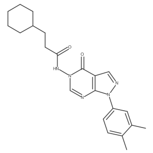 3-cyclohexyl-N-(1-(3,4-dimethylphenyl)-4-oxo-1H-pyrazolo[3,4-d]pyrimidin-5(4H)-yl)propanamide结构式