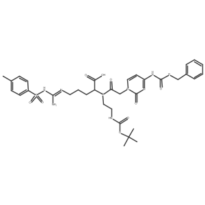 (S)-2-(2-(4-(((Benzyloxy)carbonyl)amino)-2-oxopyrimidin-1(2H)-yl)-N-(2-((tert-butoxycarbonyl)amino)ethyl)acetamido)-5-(3-tosylguanidino)pentanoic acid结构式