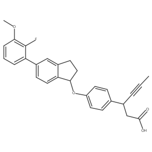 (3R)-3-(4-((5-(2-Fluoro-3-methoxyphenyl)-2,3-dihydro-1H-inden-1-yl)oxy)phenyl)hex-4-ynoic acid结构式
