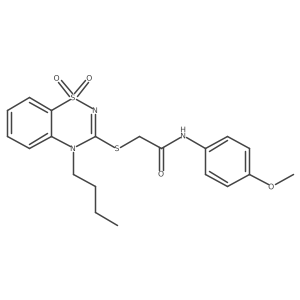 2-((4-butyl-1,1-dioxido-4H-benzo[e][1,2,4]thiadiazin-3-yl)thio)-N-(4-methoxyphenyl)acetamide结构式