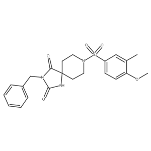 3-Benzyl-8-((4-methoxy-3-methylphenyl)sulfonyl)-1,3,8-triazaspiro[4.5]decane-2,4-dione Structure