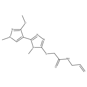 N-allyl-2-((5-(3-methoxy-1-methyl-1H-pyrazol-4-yl)-4-methyl-4H-1,2,4-triazol-3-yl)thio)acetamide结构式