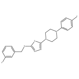 2-((3-Fluorobenzyl)thio)-5-(4-(4-fluorophenyl)piperazin-1-yl)-1,3,4-thiadiazole Structure