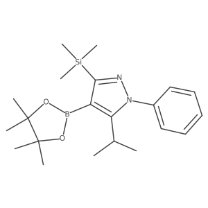 5-isopropyl-1-phenyl-4-(4,4,5,5-tetramethyl-1,3,2-dioxaborolan-2-yl)-3-(trimethylsilyl)-1H-pyrazole结构式