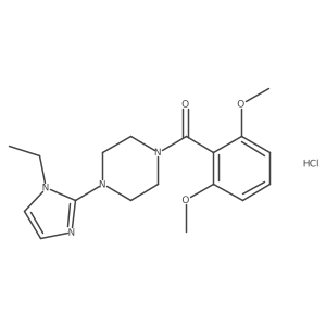 (2,6-dimethoxyphenyl)(4-(1-ethyl-1H-imidazol-2-yl)piperazin-1-yl)methanone hydrochloride结构式