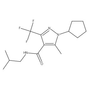1-cyclopentyl-N-isobutyl-5-methyl-3-(trifluoromethyl)-1H-pyrazole-4-carboxamide结构式