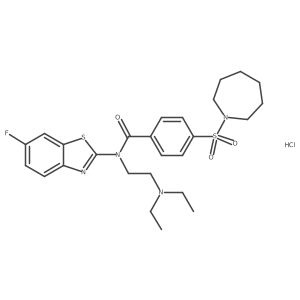 4-(azepan-1-ylsulfonyl)-N-(2-(diethylamino)ethyl)-N-(6-fluorobenzo[d]thiazol-2-yl)benzamide hydrochloride结构式