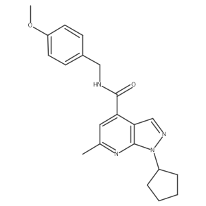 1-cyclopentyl-N-(4-methoxybenzyl)-6-methyl-1H-pyrazolo[3,4-b]pyridine-4-carboxamide结构式