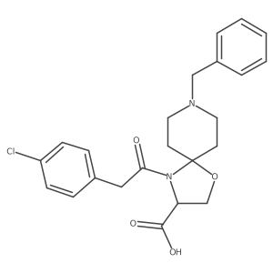 8-Benzyl-4-[2-(4-chlorophenyl)acetyl]-1-oxa-4,8-diazaspiro[4.5]decane-3-carboxylic acid结构式