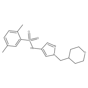2,5-dimethyl-N-(1-((tetrahydro-2H-pyran-4-yl)methyl)-1H-pyrazol-4-yl)benzenesulfonamide结构式