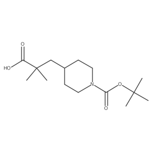 3-(1-(tert-Butoxycarbonyl)piperidin-4-yl)-2,2-dimethylpropanoic acid结构式