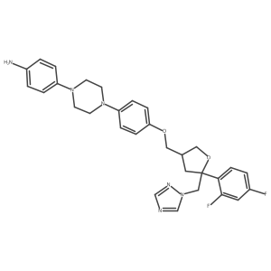 4-[[4-[4-(4-Aminophenyl)-1-piperazinyl]phenoxy]methyl]-2,5-anhydro-1,3,4-trideoxy-2-C-(2,4-difluorophenyl)-1-(1H-1,2,4-triazol-1-yl)-D-threo-pentitol Structure