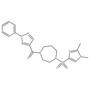 (4-((1,2-dimethyl-1H-imidazol-4-yl)sulfonyl)-1,4-diazepan-1-yl)(2-phenyl-2H-1,2,3-triazol-4-yl)methanone结构式