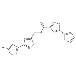 5-(furan-2-yl)-N-((3-(5-methylisoxazol-3-yl)-1,2,4-oxadiazol-5-yl)methyl)isoxazole-3-carboxamide结构式