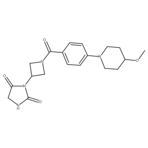 3-(1-(4-(4-Methoxypiperidin-1-yl)benzoyl)azetidin-3-yl)imidazolidine-2,4-dione结构式