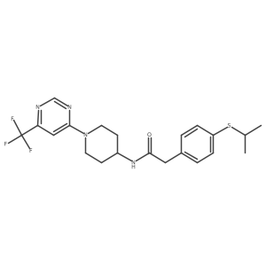 2-(4-(isopropylthio)phenyl)-N-(1-(6-(trifluoromethyl)pyrimidin-4-yl)piperidin-4-yl)acetamide Structure