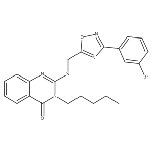 2-(((3-(3-bromophenyl)-1,2,4-oxadiazol-5-yl)methyl)thio)-3-pentylquinazolin-4(3H)-one Structure