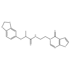 2-(benzo[d][1,3]dioxol-5-yloxy)-N-(2-(4-oxothieno[2,3-d]pyrimidin-3(4H)-yl)ethyl)propanamide结构式