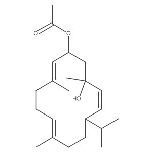 (13-Hydroxy-3,7,13-trimethyl-10-propan-2-ylcyclotetradeca-2,6,11-trien-1-yl) acetate Structure