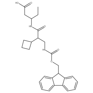 (3R)-3-[2-cyclobutyl-3-({[(9H-fluoren-9-yl)methoxy]carbonyl}amino)propanamido]pentanoic acid结构式