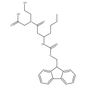 2-[3-({[(9H-fluoren-9-yl)methoxy]carbonyl}amino)-N-(2-hydroxyethyl)heptanamido]acetic acid结构式