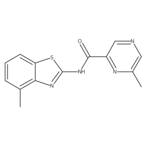 6-Methyl-N-(4-methyl-1,3-benzothiazol-2-yl)pyrazine-2-carboxamide结构式