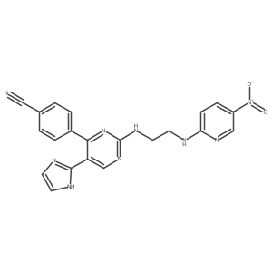 4-[5-Imidazol-2-yl-2-({2-[(5-nitro(2-pyridyl))amino]ethyl}amino)pyrimidin-4-yl]benzenecarbonitrile结构式