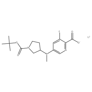 Lithium(1+) ion 5-({1-[(tert-butoxy)carbonyl]pyrrolidin-3-yl}(methyl)amino)-3-fluoropyridine-2-carboxylate结构式