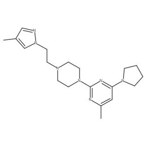4-methyl-2-{4-[2-(4-methyl-1H-pyrazol-1-yl)ethyl]piperazin-1-yl}-6-(pyrrolidin-1-yl)pyrimidine结构式