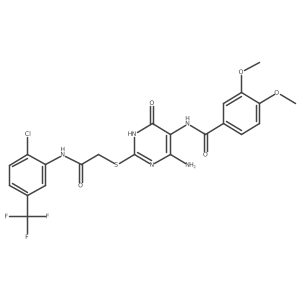 N-(4-amino-2-((2-((2-chloro-5-(trifluoromethyl)phenyl)amino)-2-oxoethyl)thio)-6-oxo-1,6-dihydropyrimidin-5-yl)-3,4-dimethoxybenzamide Structure