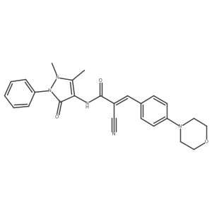 (Z)-2-Cyano-N-(1,5-dimethyl-3-oxo-2-phenylpyrazol-4-yl)-3-(4-morpholin-4-ylphenyl)prop-2-enamide结构式